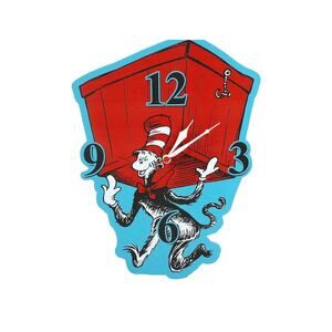 Dr.Seuss Cat in the Hat Red Box Wall Clock NIB